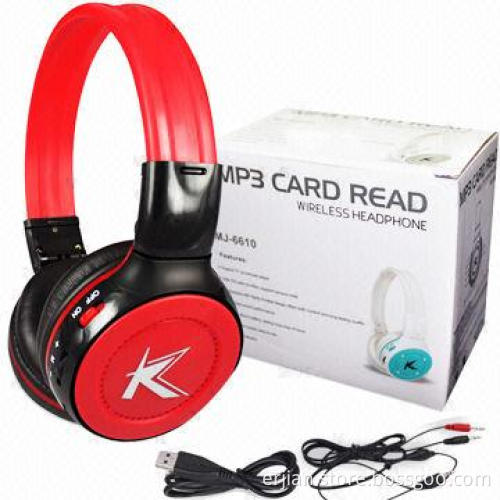 Super Bass Stereo Wireless Headphone with Built-in MP3 Player, FM Radio, OEM Orders Welcomed